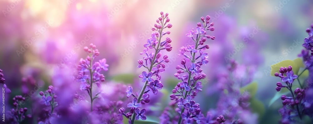 Delicate purple blossoms in soft light. Delicate purple blossoms in soft light.