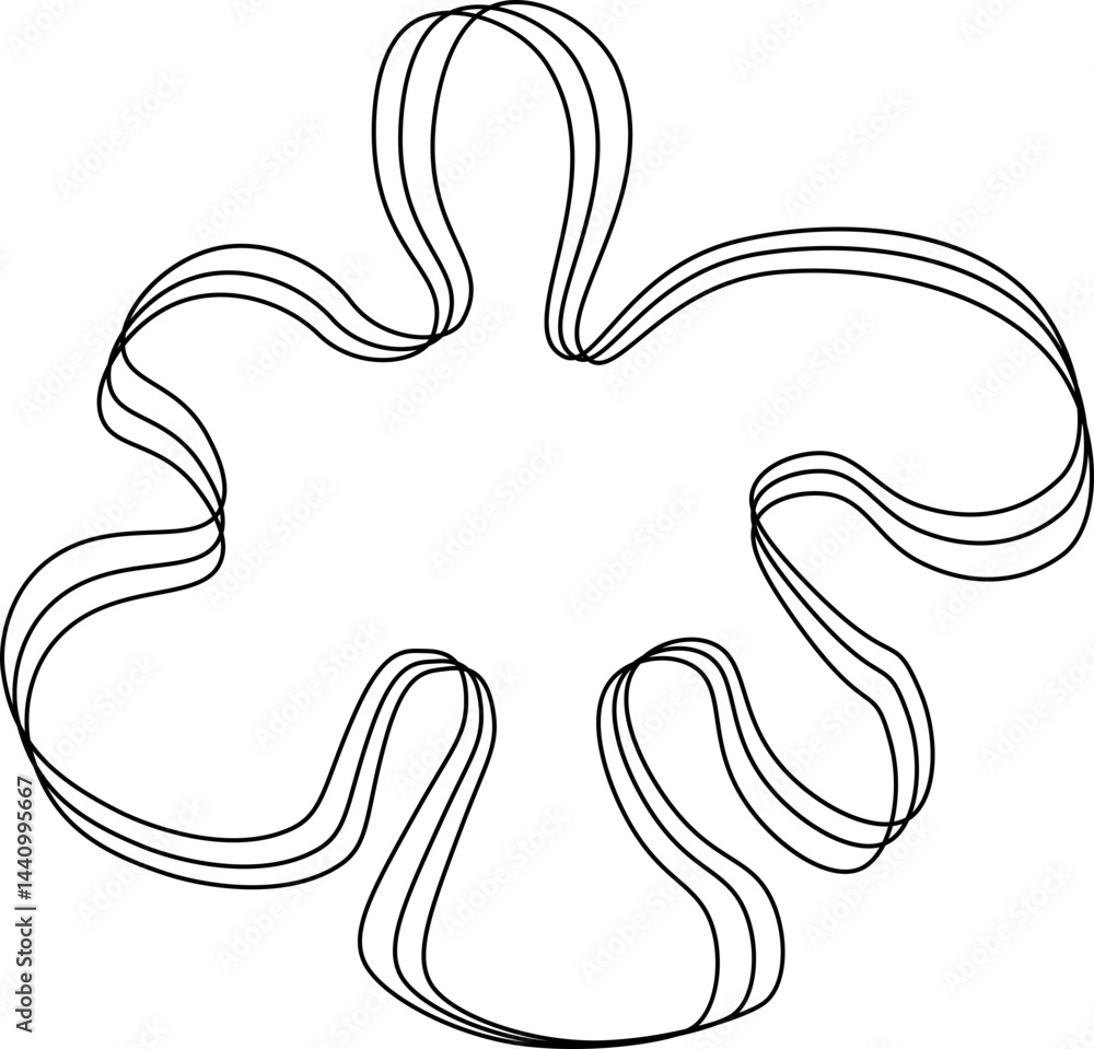 Obraz premium Abstract organic shape with fluid, wavy contours, accented by small protrusions along its edges, adding an unpredictable, dynamic quality.