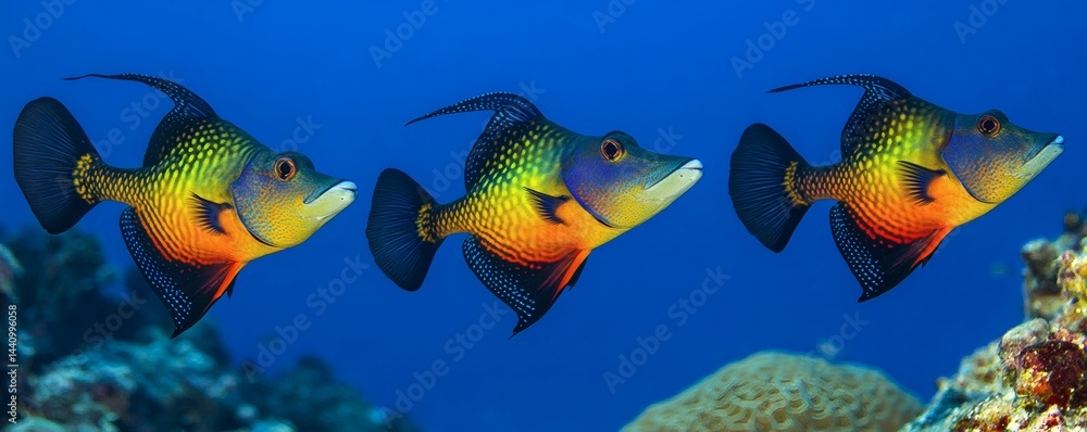 Fototapeta premium Vibrant tropical fish swimming in the ocean depths.