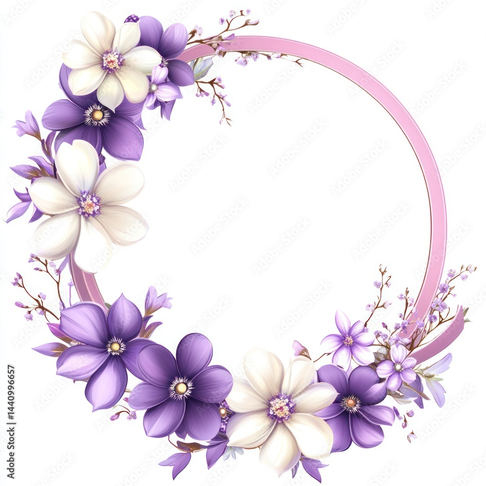 Floral Circle Border, Elegant, Spring, Decorative, Background, Design Element, Use for Invitations, Cards Floral Circle Border, Elegant, Spring, Decorative, Background, Design Element, Use for Invitations, Cards