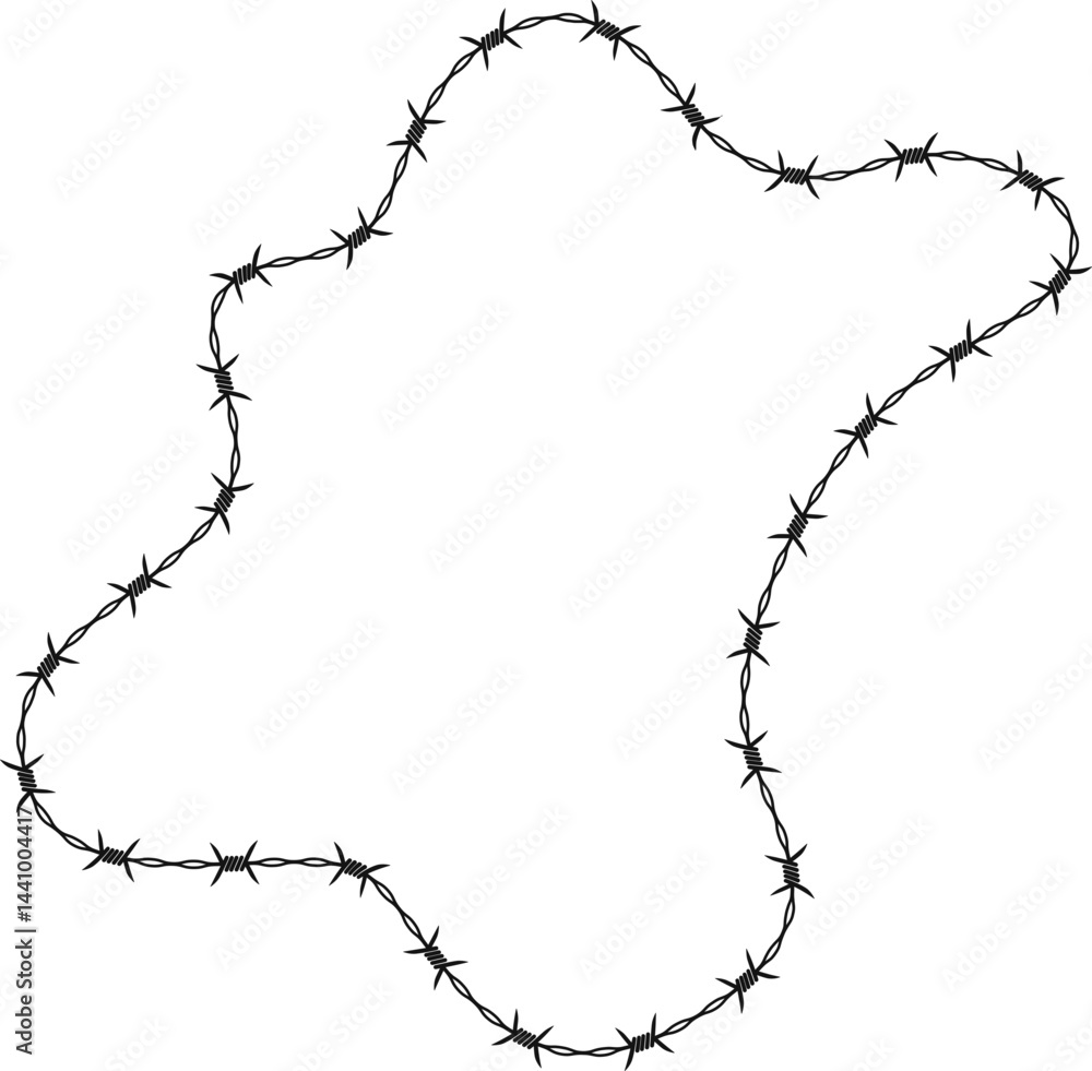 Obraz premium Curved shape with barbed wire pattern, wavy organic form