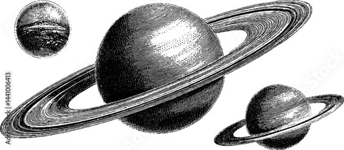 Vintage engraved illustrations of mars and satellites for educational and decorative use
