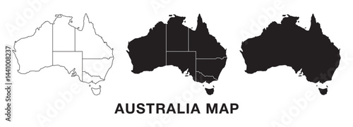 Australia Map set vector, Map of Australia. Outline Australia map. Flat Australia map icon.