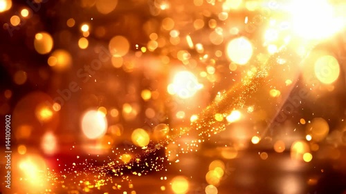 Wallpaper Mural Golden particles floating in soft focus with warm light and bokeh effects on abstract background. Torontodigital.ca