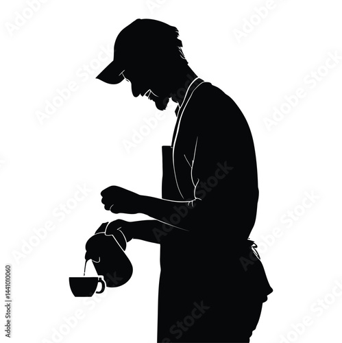 Barista Silhouette Pouring Coffee