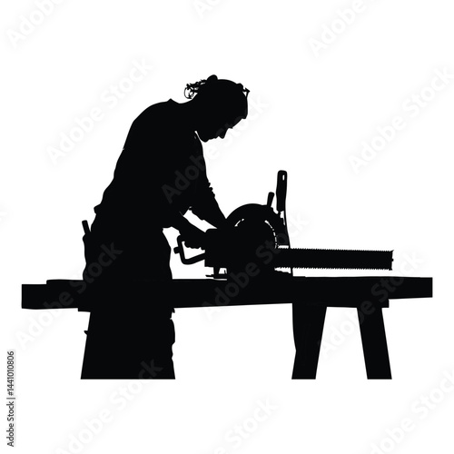 Carpenter silhouette woodworking project construction circular saw diy woodworker craftsman woodwork shop