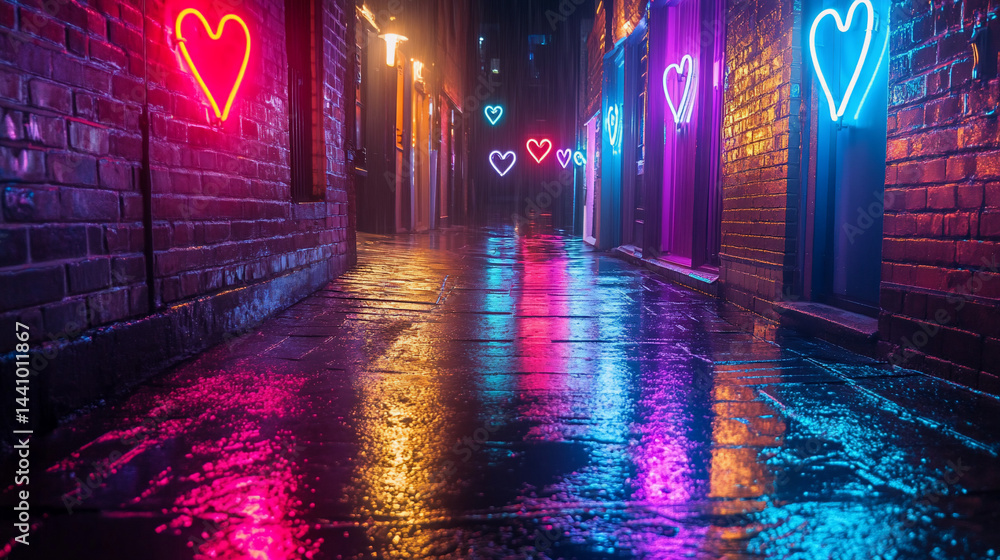 Neon alleyway at night Neon alleyway at night