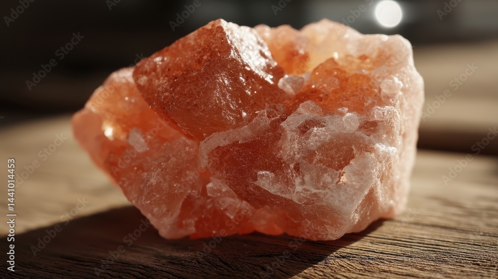 Close-up view of pink Himalayan salt crystals highlighting natural texture and color variations