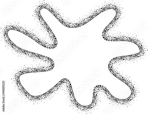 Irregular fluid splatter-like shape with a wavy, organic contour and rough granular texture along the edges.