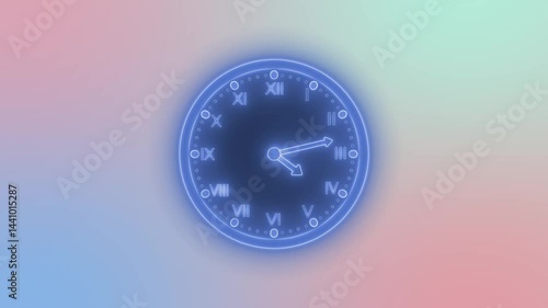 Wallpaper Mural Glowing Neon Clock with Roman Numerals Animation, Neon Glowing Clock Animation Torontodigital.ca