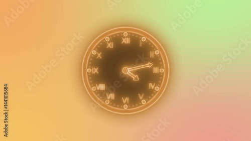 Wallpaper Mural Glowing Neon Clock with Roman Numerals Animation, Neon Glowing Clock Animation Torontodigital.ca