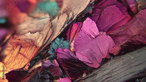 Obraz na płótnie Examining microcrystalline wolframite revealing vibrant colors and complex textures w salonie
