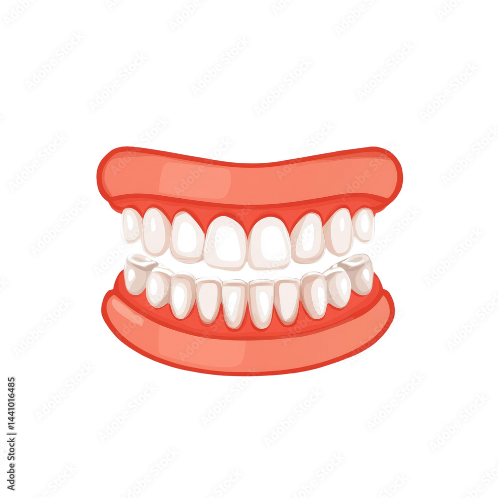 Obraz premium Cartoon Illustration of a Healthy Set of Human Teeth and Gums