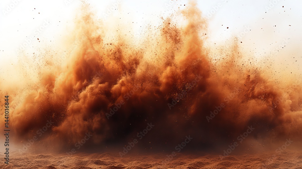 Obraz premium Powerful Desert Dust Cloud Explosion Nature Scene