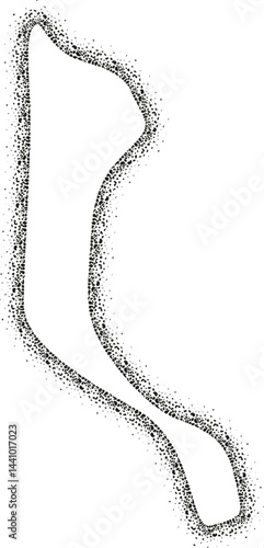 Smoothly flowing abstract form with a dynamic, curved outline and a granular stone-textured edge.