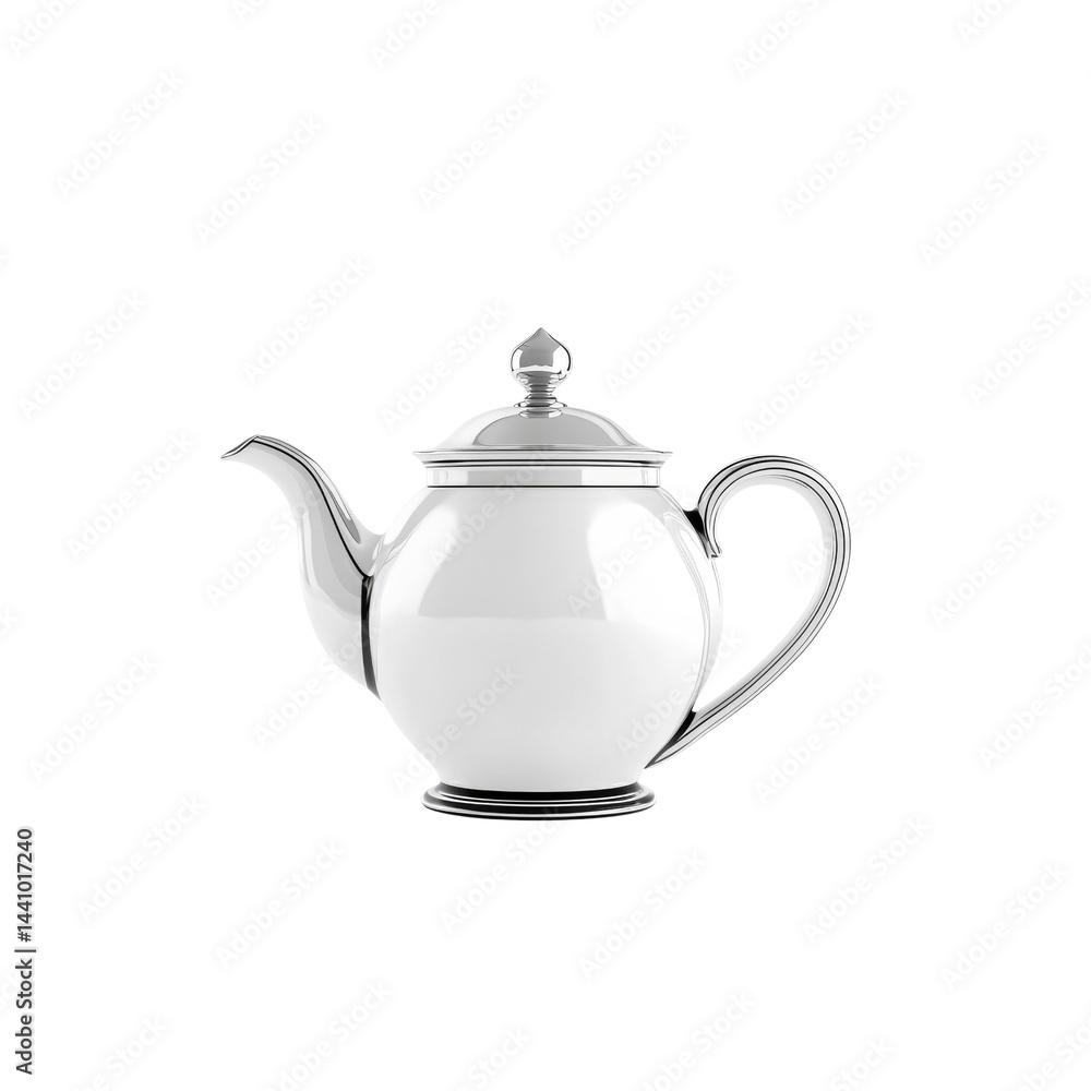 Elegant White Teapot with Silver Accents - Perfect for Afternoon Tea Elegant White Teapot with Silver Accents - Perfect for Afternoon Tea