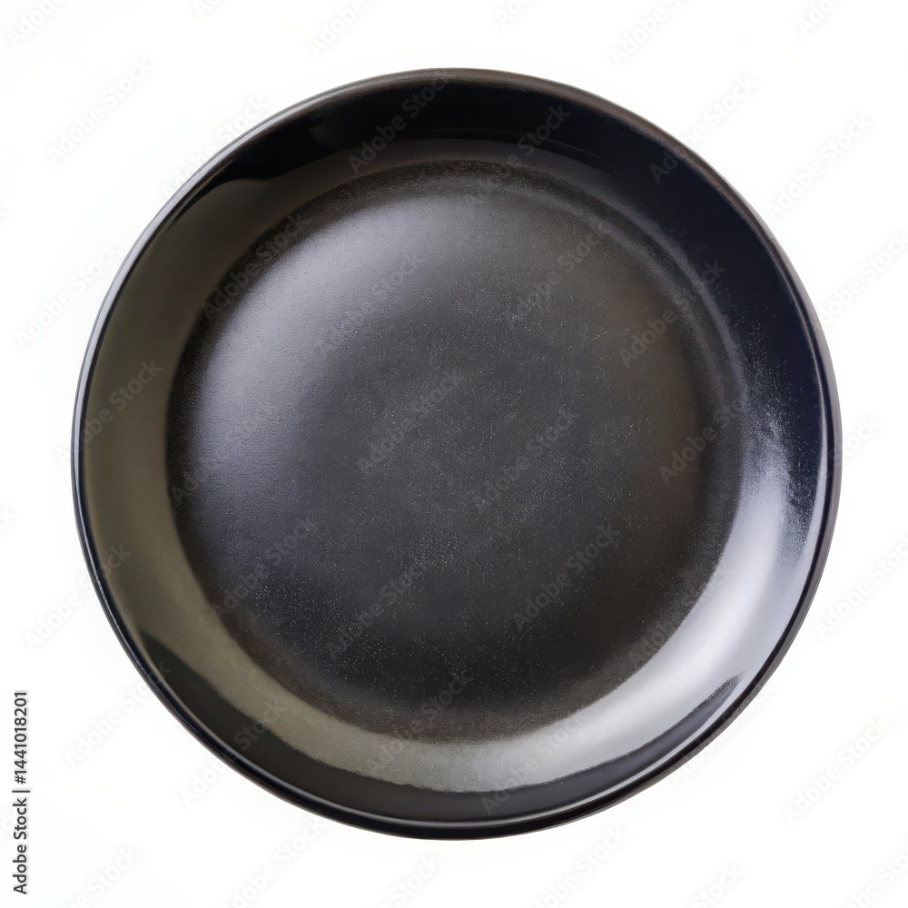 Minimalist Dark Ceramic Plate Shot In High Angle On White Backdrop Minimalist Dark Ceramic Plate Shot In High Angle On White Backdrop