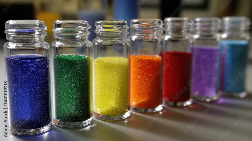 Synthesis of perovskite nanocrystals with vibrant colors in glass vials located in a laboratory setting