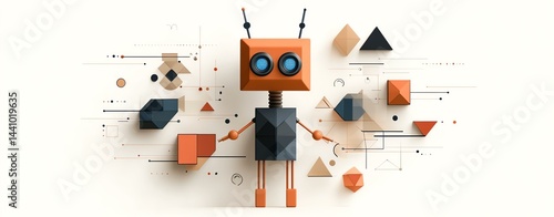 Wallpaper Mural Creative AI robotic icon flat art design for digital innovation. A creative robot illustration featuring geometric shapes in vibrant colors, symbolizing the fusion of technology and art. Torontodigital.ca