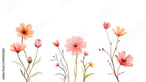 Wallpaper Mural pink flowers isolated on white Torontodigital.ca