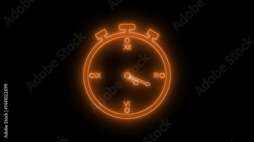 Wallpaper Mural Glowing Time Loop Clock Animation, Neon Stopwatch Icon with Roman Numerals, Minimal Neon Clock Animation with Glow Effect Torontodigital.ca