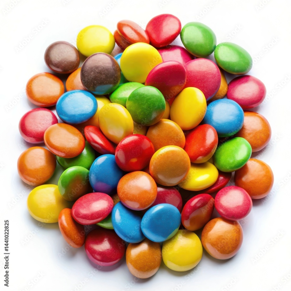 Colorful Candy Coated Chocolate Buttons Isolated On White Background Sweet Treats Colorful Candy Coated Chocolate Buttons Isolated On White Background Sweet Treats