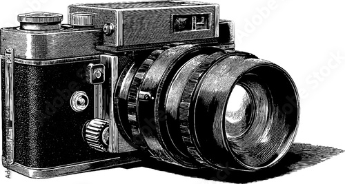 Historical engraved illustration of vintage camera obscura design