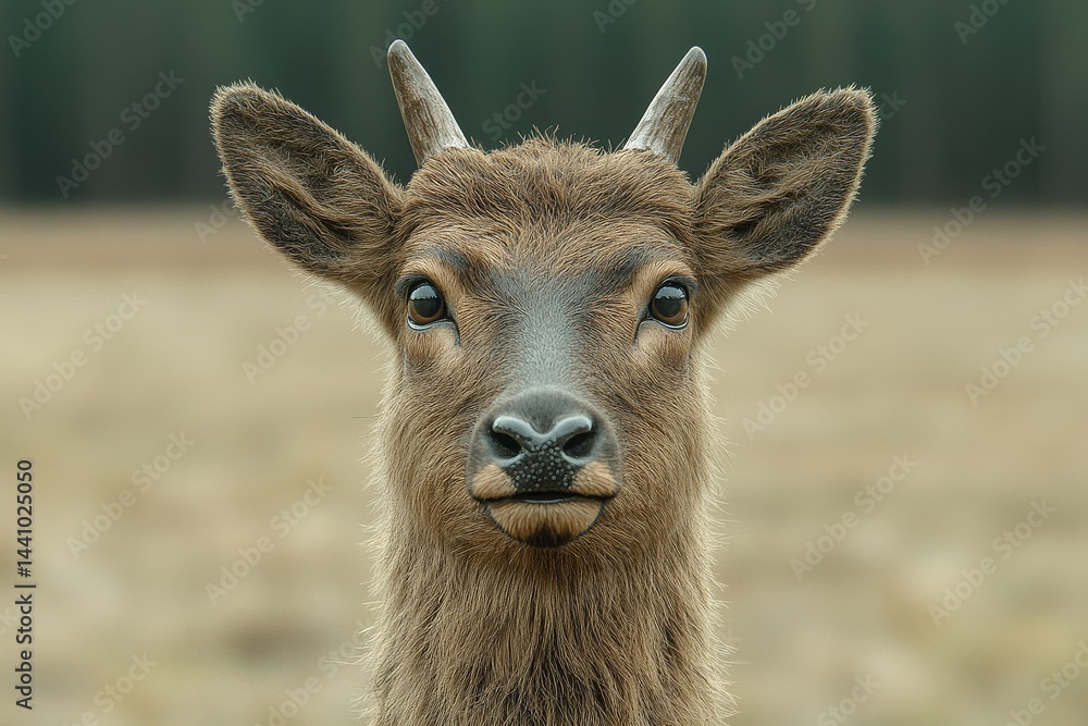 Obraz premium Close-up portrait of a young deer in a natural setting.