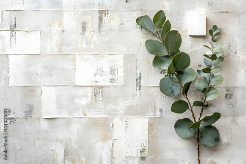 green leaves on a wooden wall