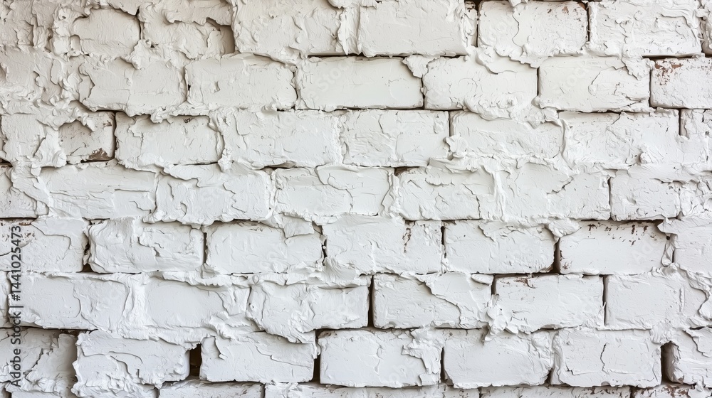 Fototapeta premium Heavily Peeling White Painted Brick Wall