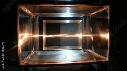 Transparent conductive MXene film demonstrating electrical conductivity within a clear box structure