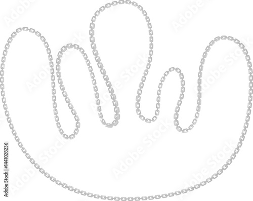 Vector illustration of an organic shape with appendages, outlined by a wavy metal chain along its edges.