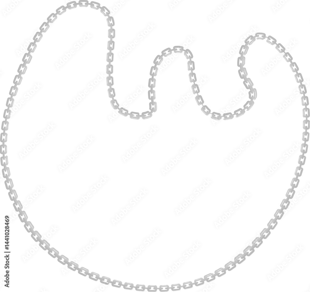 Vector illustration of a dynamic trident-like flowing shape, outlined by a curved metal chain. Vector illustration of a dynamic trident-like flowing shape, outlined by a curved metal chain.