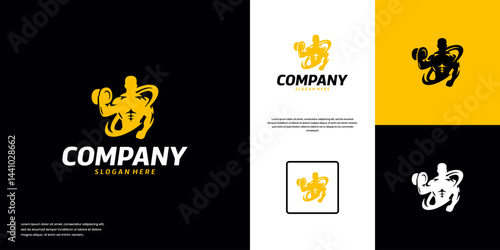 fitness and bodybuilding logo, health, lifestyle, silhouette style, vector graphic design.