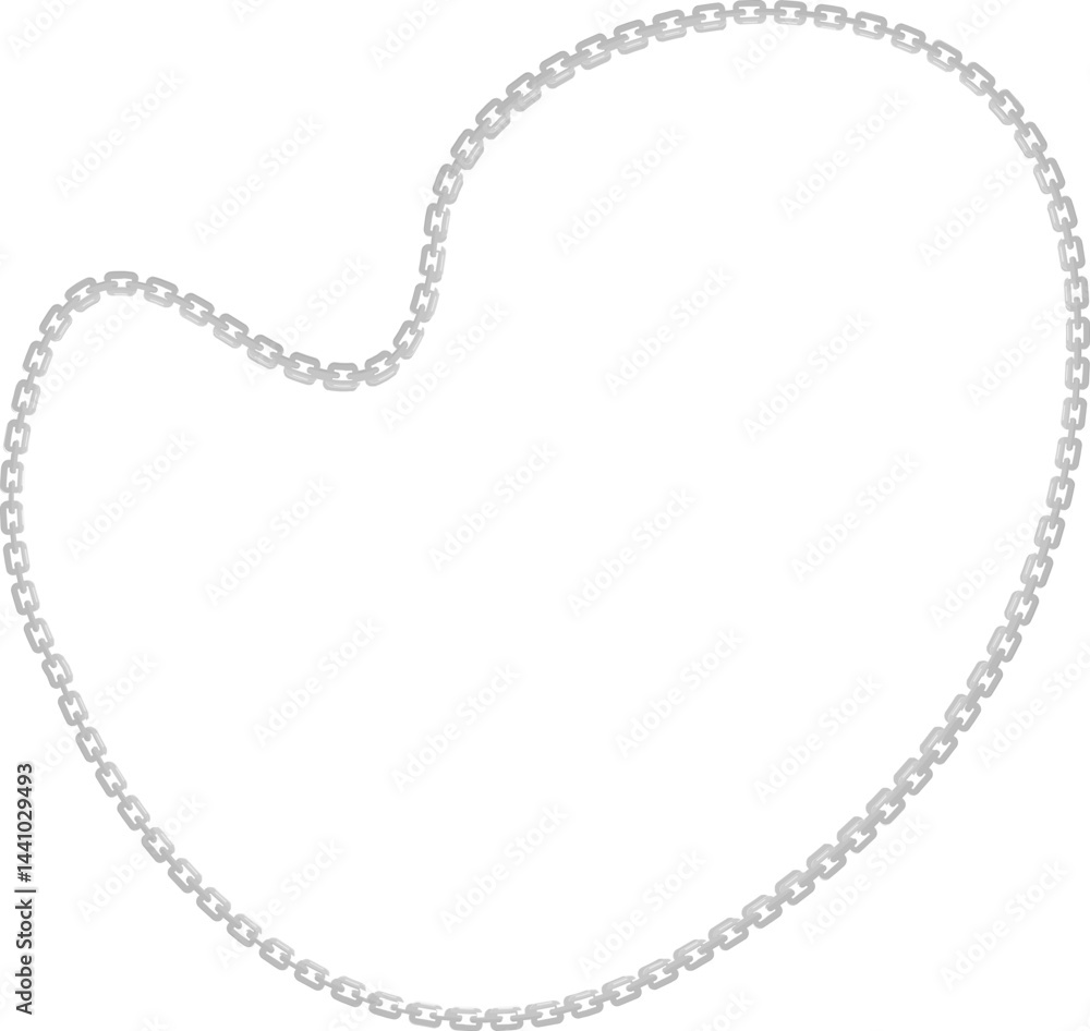 Vector illustration of a freeform abstract shape with a metal chain running along its curved structure. Vector illustration of a freeform abstract shape with a metal chain running along its curved structure.