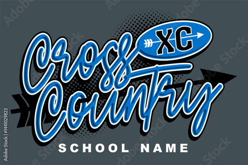 cross country team design with arrow for school, college or league sports