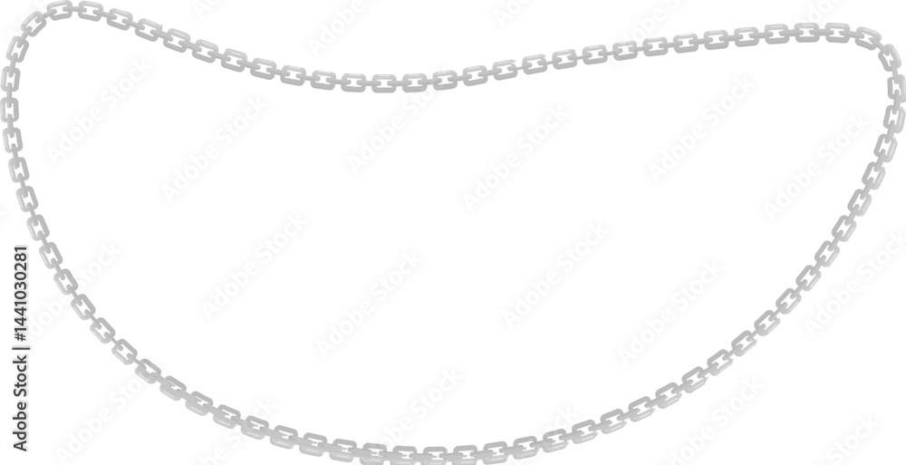 Vector illustration of a fluid wave shape, bordered by a metal chain following its flowing contour. Vector illustration of a fluid wave shape, bordered by a metal chain following its flowing contour.