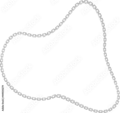 Vector illustration of an irregular freeform design, bordered by a metal chain running along its organic structure.