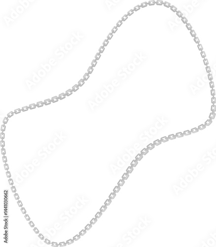 Vector illustration of a minimalist blob shape, surrounded by a metal chain following its curved contour.