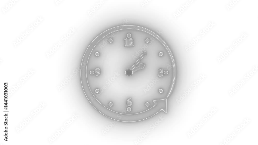 Glowing Neon Clock with Arrow Rim Animation, Futuristic Neon Clock Animation Glowing Neon Clock with Arrow Rim Animation, Futuristic Neon Clock Animation