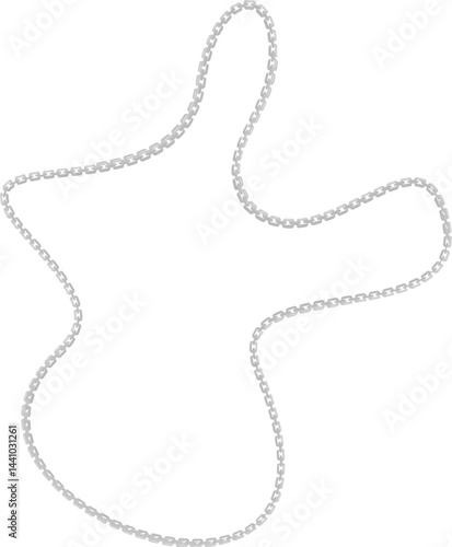 Vector illustration of a naturally curved design, highlighted by a metal chain tracing its shape.