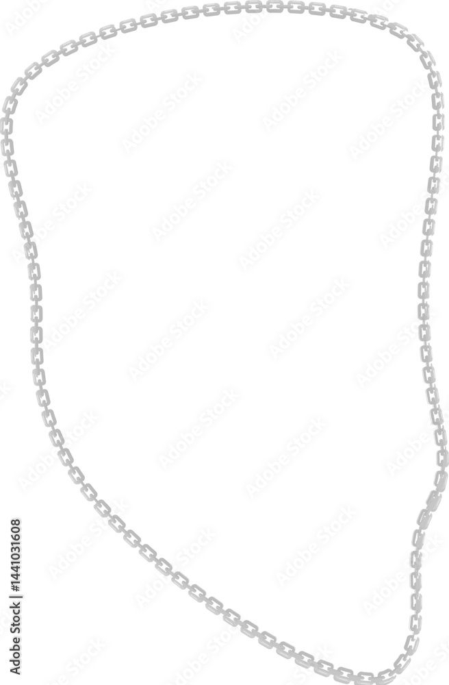 Vector illustration of an organized fluid flow shape, framed by a curved metal chain. Vector illustration of an organized fluid flow shape, framed by a curved metal chain.