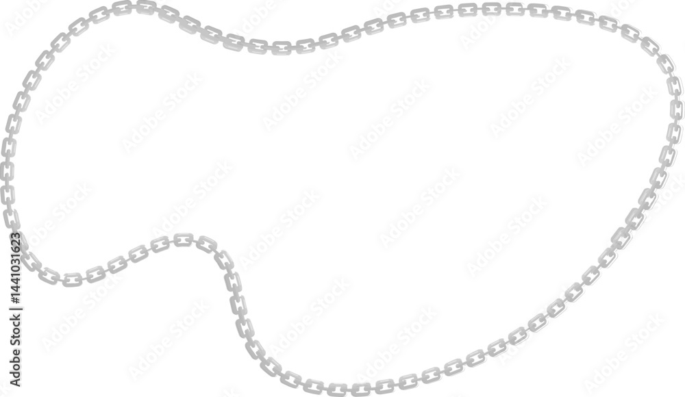 Vector illustration of a rounded liquid shape, featuring a curved metal chain framing its form. Vector illustration of a rounded liquid shape, featuring a curved metal chain framing its form.