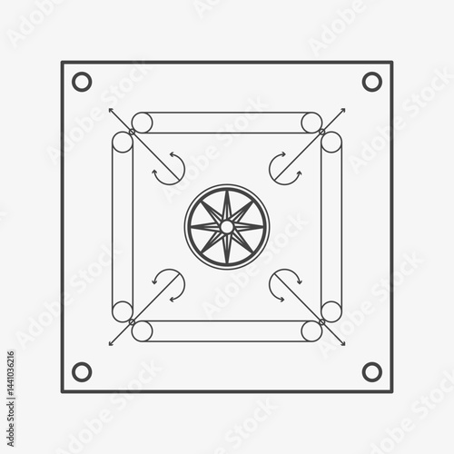 Carrom game board. Vector illustration