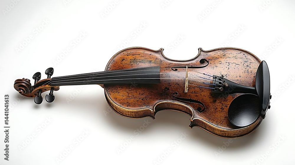 Obraz premium Antique violin's intricate wood grain details.