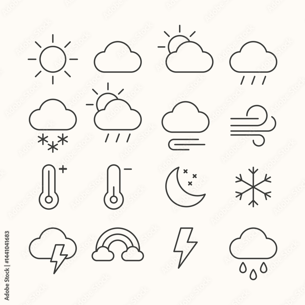 Fototapeta premium weather vector line icons set