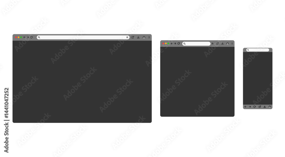 Browser window icon in flat style. Design template with browser window for website and mobile app device. Internet page concept for desktop and smartphone vector isolated on transparent background. Browser window icon in flat style. Design template with browser window for website and mobile app device. Internet page concept for desktop and smartphone vector isolated on transparent background.