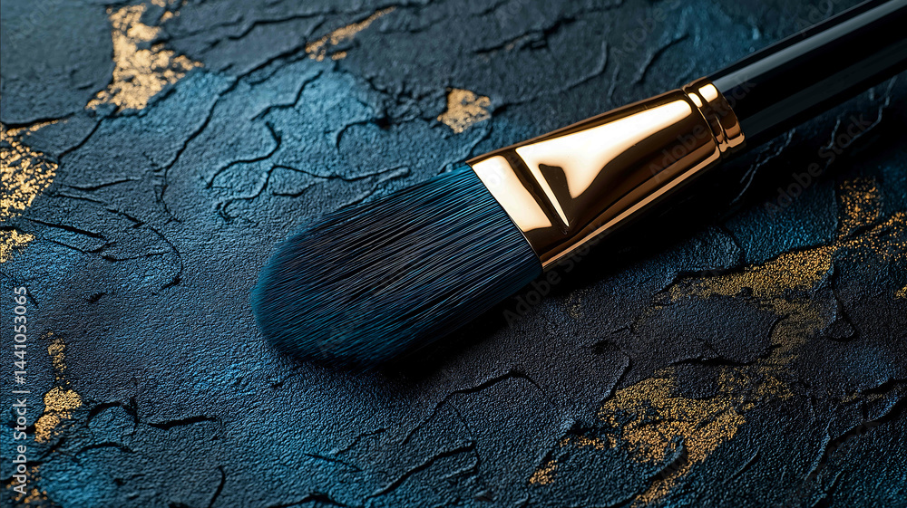 A softly lit atmospheric scene captured from a side angle showing a longhandle brush designed for foot and mouth painting delicately moving across a textured canvas Deep moody color A softly lit atmospheric scene captured from a side angle showing a longhandle brush designed for foot and mouth painting delicately moving across a textured canvas Deep moody color