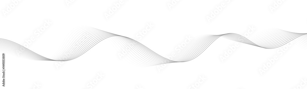 Abstract wave lines background, graphic thin curves design element, elegant flow backdrop. Curvy stripes making motion effect. Vector illustration.