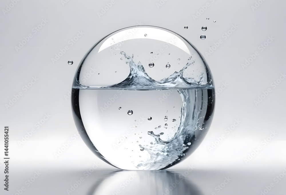 Water liquid splash forming a perfect sphere shape, isolated on clean white background. Water liquid splash forming a perfect sphere shape, isolated on clean white background.